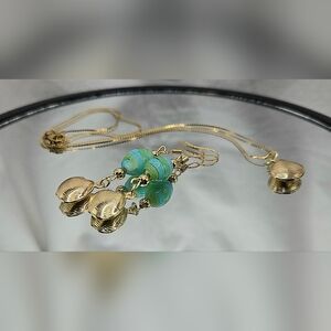 Chic Gold and Green Dangle Earrings